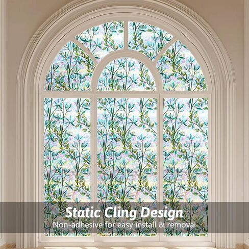 Kromapolis Window Film Film Rainbow Privacy Film Stain Glass Cling ملصقات زخرفية ثلاثية الأبعاد للأبواب الزجاجية ، وغطاء نافذة التشبث الساكنة ، غير ملصق 17.5 × 78.7 بوصة in Kuwait