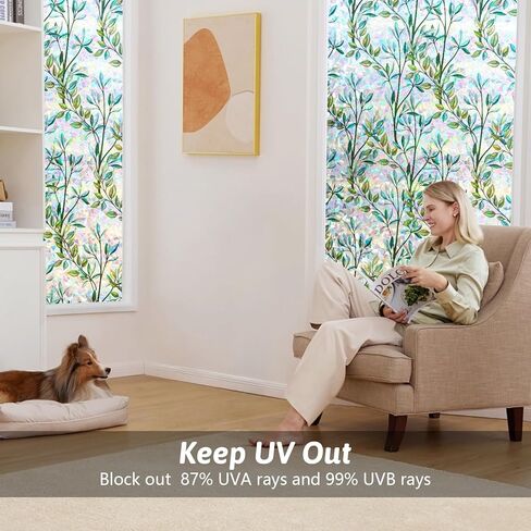 Kromapolis Window Film Film Rainbow Privacy Film Stain Glass Cling ملصقات زخرفية ثلاثية الأبعاد للأبواب الزجاجية ، وغطاء نافذة التشبث الساكنة ، غير ملصق 17.5 × 78.7 بوصة in Kuwait