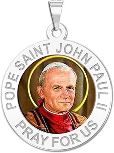 PicturesOnGold.com Pope Saint John Paul II Religious Medal Color - 3/4 Inch Size of a Nickel -Sterling Silver in Saudi Arabia