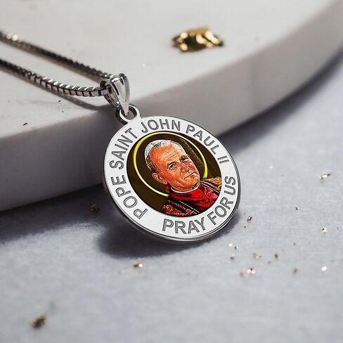 PicturesOnGold.com Pope Saint John Paul II Religious Medal Color - 3/4 Inch Size of a Nickel -Sterling Silver in Saudi Arabia
