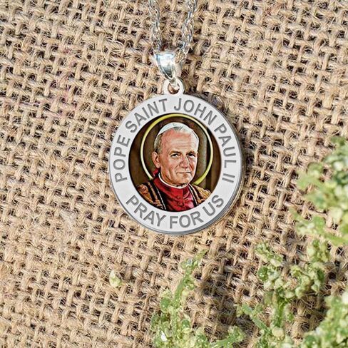PicturesOnGold.com Pope Saint John Paul II Religious Medal Color - 3/4 Inch Size of a Nickel -Sterling Silver in Saudi Arabia