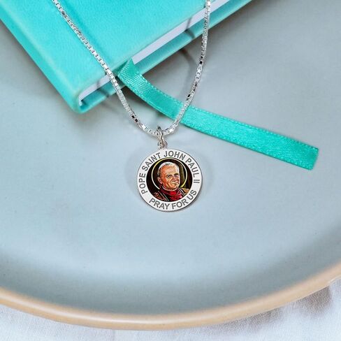 PicturesOnGold.com Pope Saint John Paul II Religious Medal Color - 3/4 Inch Size of a Nickel -Sterling Silver in Saudi Arabia