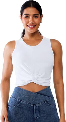 BRXL Padded Racerback Workout Cropped Tank Top Sleeveless Twist Front Athletic Shirts Yoga Gym for Women in Saudi Arabia