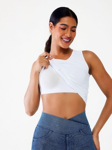 BRXL Padded Racerback Workout Cropped Tank Top Sleeveless Twist Front Athletic Shirts Yoga Gym for Women in Saudi Arabia