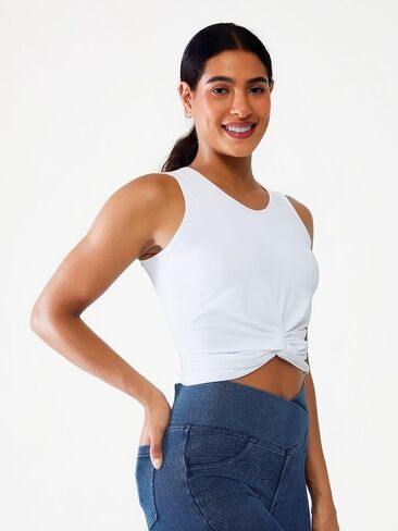 BRXL Padded Racerback Workout Cropped Tank Top Sleeveless Twist Front Athletic Shirts Yoga Gym for Women in Saudi Arabia