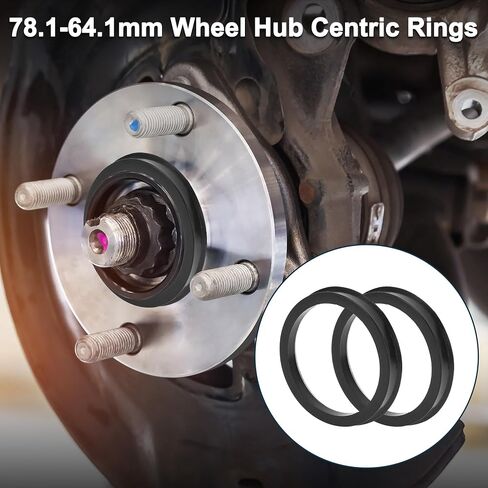 Car Wheel Hub Centric Rings Durable Wheels Center Shaft Shock Absorbing Hubrings Black 4 Pcs OD 78.1mm to ID 64.1mm Polycarbonate in Saudi Arabia