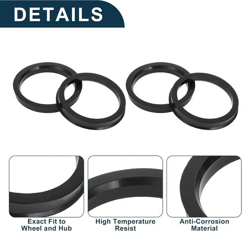 Car Wheel Hub Centric Rings Durable Wheels Center Shaft Shock Absorbing Hubrings Black 4 Pcs OD 78.1mm to ID 64.1mm Polycarbonate in Saudi Arabia