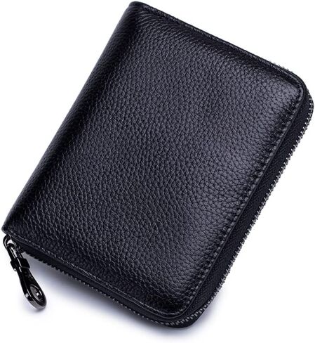 Genuine Leather Wallet Credit Card Holder RFID Blocking Travel Passport Organizer for Men and Women (Black) in Saudi Arabia