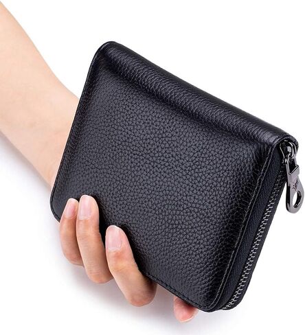 Genuine Leather Wallet Credit Card Holder RFID Blocking Travel Passport Organizer for Men and Women (Black) in Saudi Arabia