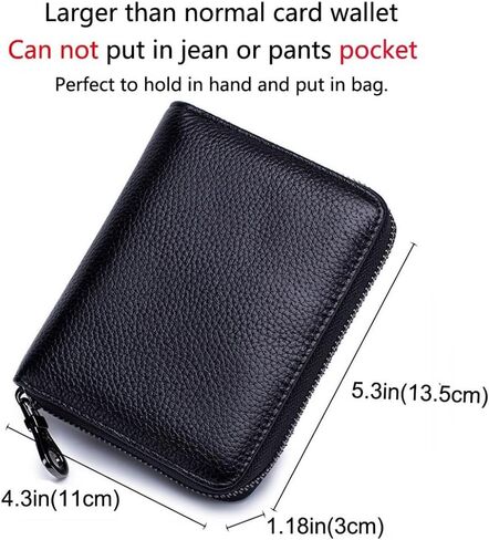 Genuine Leather Wallet Credit Card Holder RFID Blocking Travel Passport Organizer for Men and Women (Black) in Saudi Arabia