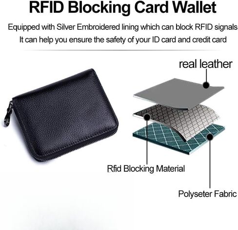 Genuine Leather Wallet Credit Card Holder RFID Blocking Travel Passport Organizer for Men and Women (Black) in Saudi Arabia