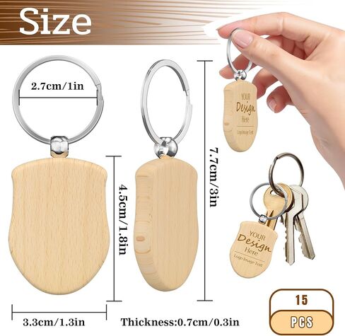 15 Custom Engraved Wood Keychain, Personalized Wood Keychain,Double-Sides Design Your Logo Text Images for Luggage in Kuwait
