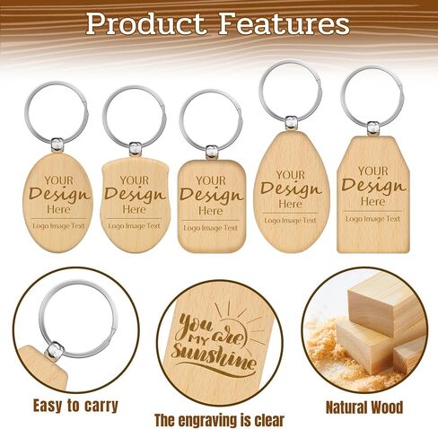 15 Custom Engraved Wood Keychain, Personalized Wood Keychain,Double-Sides Design Your Logo Text Images for Luggage in Kuwait