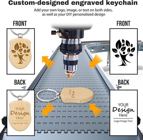 15 Custom Engraved Wood Keychain, Personalized Wood Keychain,Double-Sides Design Your Logo Text Images for Luggage in Kuwait