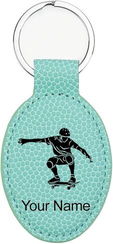 LaserGram Oval Keychain, Skateboarding, Personalized Engraving Included (Carbon Fiber Red) in Kuwait