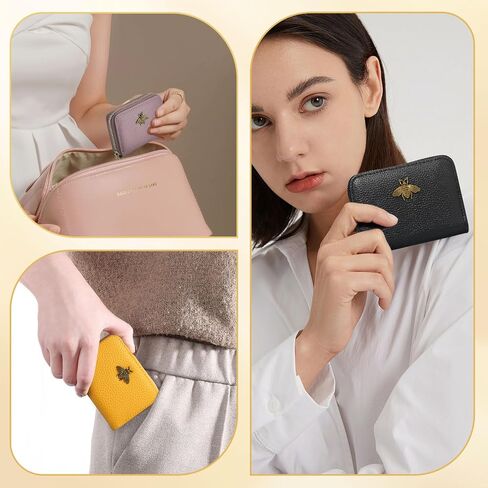 Small Women RFID Wallet Credit Card Holder, Accordion Wallet Zipper Card Case（Green） in Saudi Arabia
