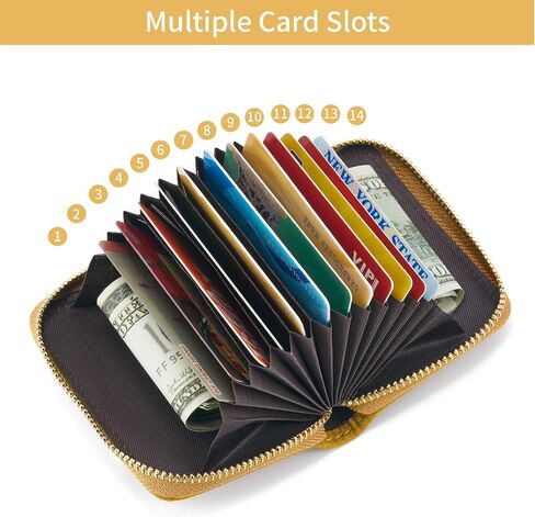 Small Women RFID Wallet Credit Card Holder, Accordion Wallet Zipper Card Case（Green） in Saudi Arabia
