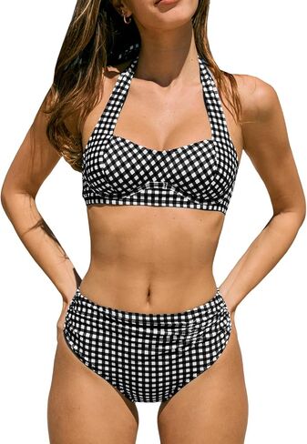 CUPSHE Women's Bikini Sets Two Piece Sweetheart Neck Swimsuit Underwire Halter Bathing Suit Wide Straps Self Tie in Saudi Arabia