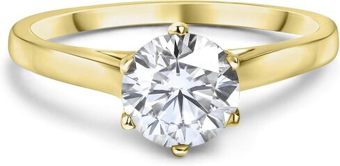 INDRI 10k Solid Gold 6 Prong Round Moissanite Solitaire Engagement Ring for Women 1ct DEW G-H Color VVS1 Quality in Saudi Arabia