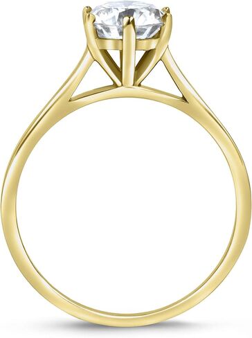 INDRI 10k Solid Gold 6 Prong Round Moissanite Solitaire Engagement Ring for Women 1ct DEW G-H Color VVS1 Quality in Saudi Arabia