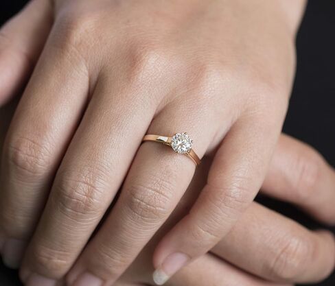INDRI 10k Solid Gold 6 Prong Round Moissanite Solitaire Engagement Ring for Women 1ct DEW G-H Color VVS1 Quality in Saudi Arabia