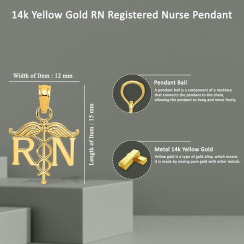 14k Yellow or White Gold RN Registered Nurse Pendant in Saudi Arabia