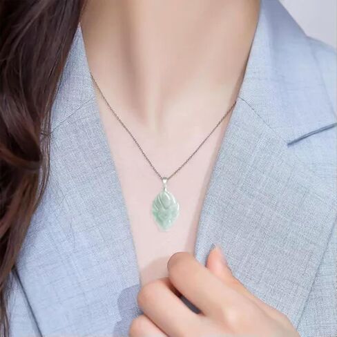 Natural Grade A Jade Jadeite Nine Tailed Fox S925 Silver Clasp Pendant in Saudi Arabia