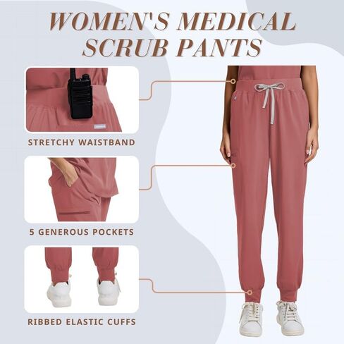 سروال فرك للنساء شحنات الركض الطبية مع 5 جيوب ، حزام اليوغا مع الرباطات القابلة للتعديل ، فالنماء in Kuwait