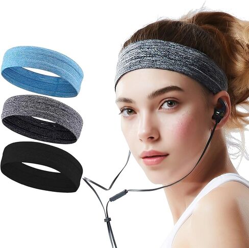 Sweat Bands Headbands for Women Workout, Soft Sweat Wicking Stretchy Headband for Sports Running Athletic Yoga, Super Absorbent Sports Headband in Saudi Arabia