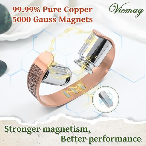 Vicmag Copper Bracelet for Men 9X Strength Magnetic 99% Pure Copper with 5000 Gauss Magnets, Tree of Life Present Box Adjustable in Saudi Arabia