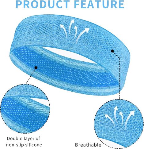 Sweat Bands Headbands for Women Workout, Soft Sweat Wicking Stretchy Headband for Sports Running Athletic Yoga, Super Absorbent Sports Headband in Saudi Arabia