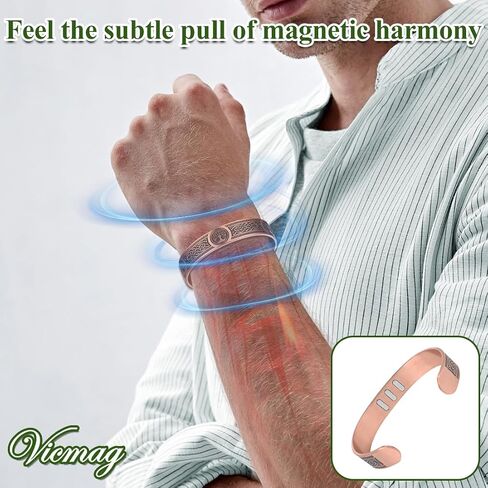 Vicmag Copper Bracelet for Men 9X Strength Magnetic 99% Pure Copper with 5000 Gauss Magnets, Tree of Life Present Box Adjustable in Saudi Arabia