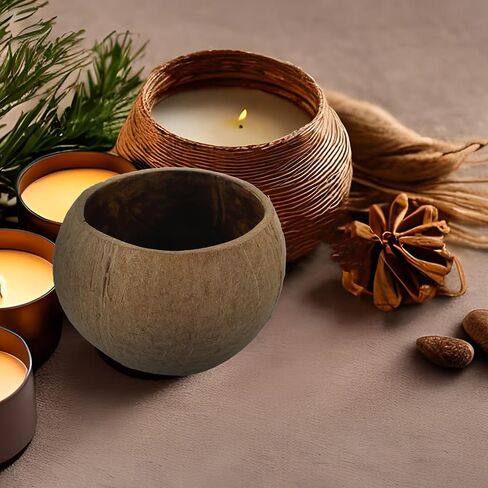 LIFKOME Coconut Shell Bowl for Candle DIY Scented Candle Holder Hawaiian Style Decor in Saudi Arabia