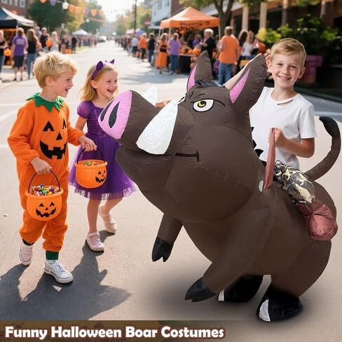 Halloween Inflatable Wild Boar Costume for Kids, Funny Blows Up Costumes for Boys Girls Riding Warthogs Animals Halloween Rider Costume Cosplay Party Supplies in Saudi Arabia