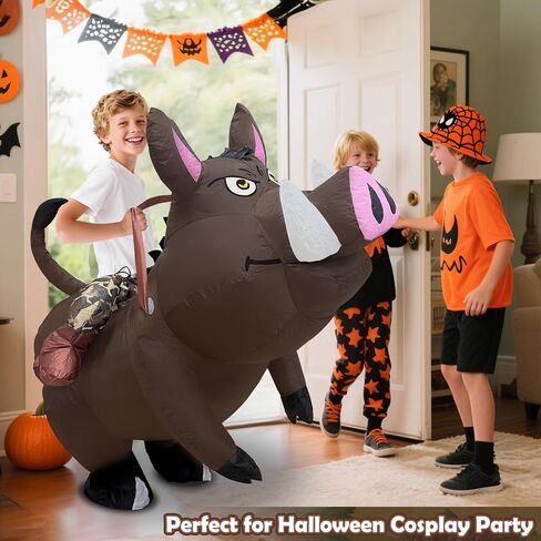 Halloween Inflatable Wild Boar Costume for Kids, Funny Blows Up Costumes for Boys Girls Riding Warthogs Animals Halloween Rider Costume Cosplay Party Supplies in Saudi Arabia