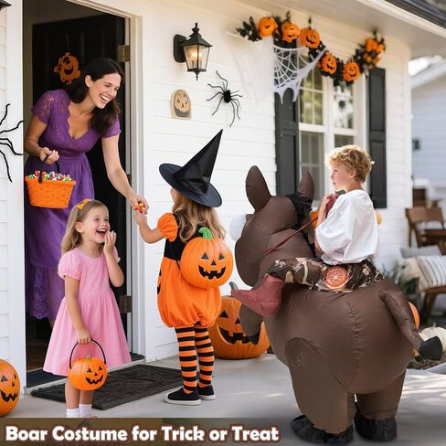 Halloween Inflatable Wild Boar Costume for Kids, Funny Blows Up Costumes for Boys Girls Riding Warthogs Animals Halloween Rider Costume Cosplay Party Supplies in Saudi Arabia
