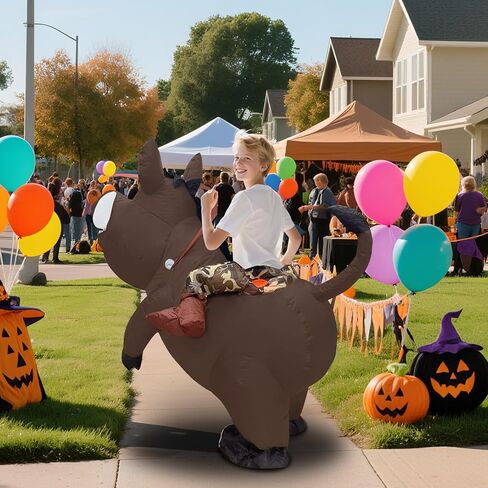 Halloween Inflatable Wild Boar Costume for Kids, Funny Blows Up Costumes for Boys Girls Riding Warthogs Animals Halloween Rider Costume Cosplay Party Supplies in Saudi Arabia