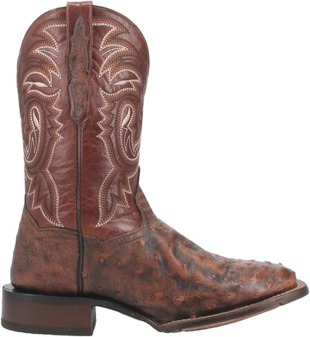Dan Post Mens Dillinger Full Quill Ostrich Embroidered Square Toe Pull On Dress Boots Mid Calf - Brown in Saudi Arabia