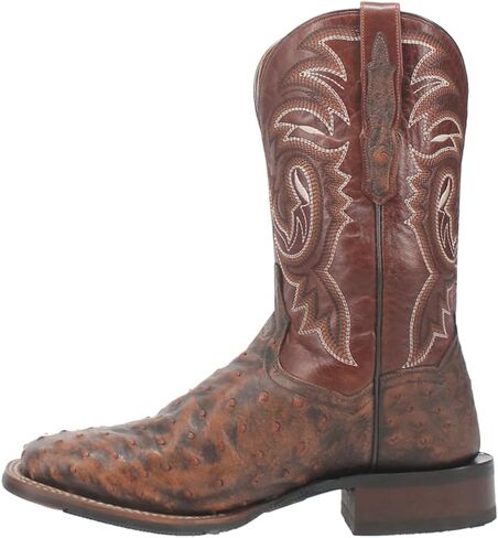 Dan Post Mens Dillinger Full Quill Ostrich Embroidered Square Toe Pull On Dress Boots Mid Calf - Brown in Saudi Arabia