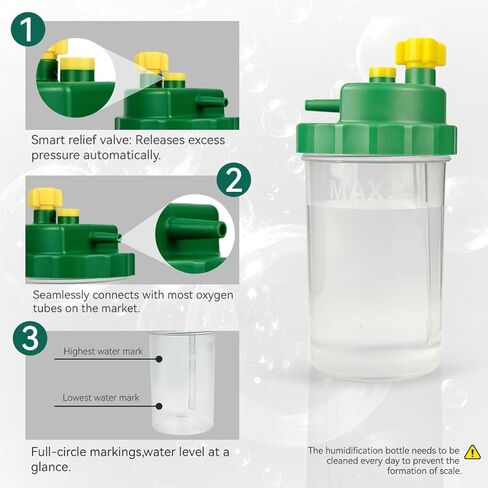 زجاجة مرطب الأكسجين لمركح الأكسجين ومنظمات أسطوانات الأكسجين مع منفذ النزع ، زجاجة مرطب مُثبّة للأوكسجين مع موصل خرطوم قياسي in Kuwait