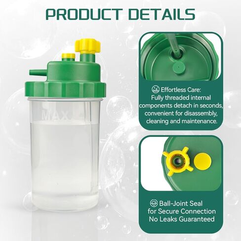 زجاجة مرطب الأكسجين لمركح الأكسجين ومنظمات أسطوانات الأكسجين مع منفذ النزع ، زجاجة مرطب مُثبّة للأوكسجين مع موصل خرطوم قياسي in Kuwait