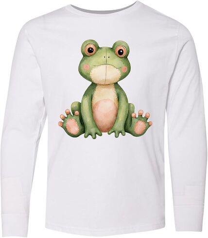 inktastic Vintage Knitted Plush Frog Youth Long Sleeve T-Shirt in Saudi Arabia
