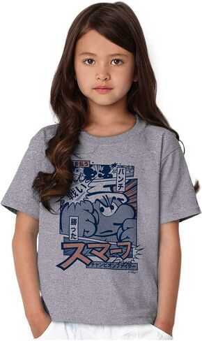 Brisco Brands Angry Smurf Cartoon Manga Mashup Crewneck T Shirts Boy Girl in Saudi Arabia