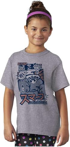 Brisco Brands Angry Smurf Cartoon Manga Mashup Crewneck T Shirts Boy Girl in Saudi Arabia