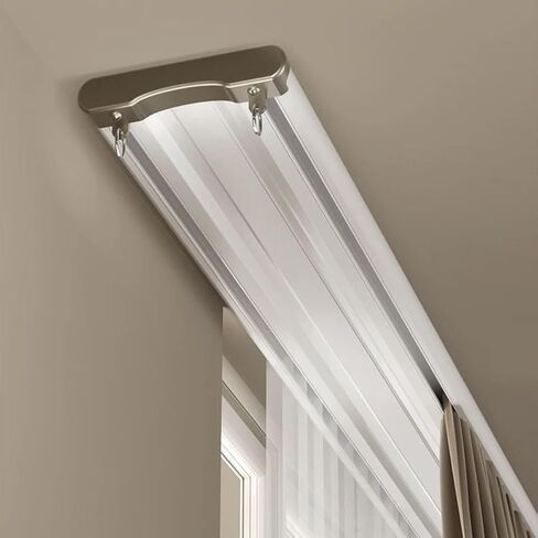 Double Curtain Track, Curtain Track Silent Hidden Heavy Duty Curtain Rail Track Curtain Tracks and Fittings, Suitable for Living Room Bathroom(Champagne,590cm/232.3in) in Saudi Arabia