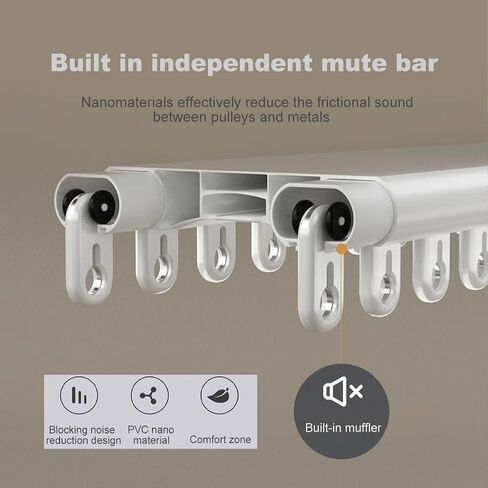 Double Curtain Track, Curtain Track Silent Hidden Heavy Duty Curtain Rail Track Curtain Tracks and Fittings, Suitable for Living Room Bathroom(Champagne,590cm/232.3in) in Saudi Arabia