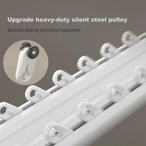 Double Curtain Track, Curtain Track Silent Hidden Heavy Duty Curtain Rail Track Curtain Tracks and Fittings, Suitable for Living Room Bathroom(Champagne,590cm/232.3in) in Saudi Arabia