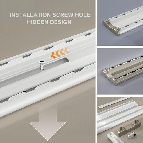 Double Curtain Track, Curtain Track Silent Hidden Heavy Duty Curtain Rail Track Curtain Tracks and Fittings, Suitable for Living Room Bathroom(Champagne,590cm/232.3in) in Saudi Arabia