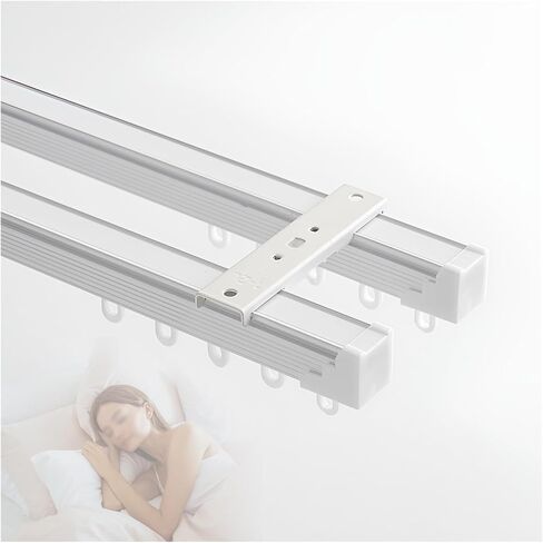 Double Track Blackout Ceiling Curtain Rod Set for Windows, Thickened Silent Room Divider Curtains, Privacy Rails for Open Spaces, 500cm (4 x 125cm) in Saudi Arabia