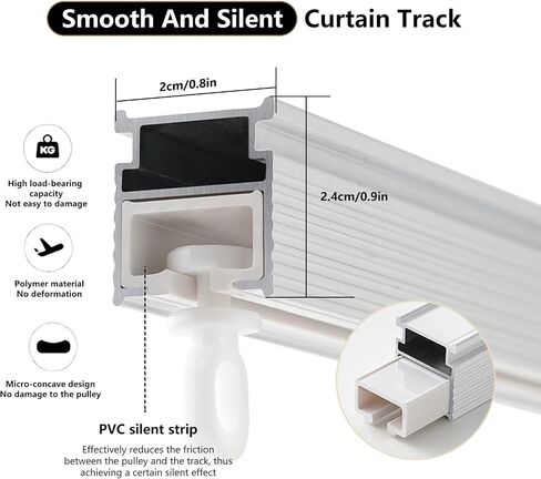 Double Track Blackout Ceiling Curtain Rod Set for Windows, Thickened Silent Room Divider Curtains, Privacy Rails for Open Spaces, 500cm (4 x 125cm) in Saudi Arabia